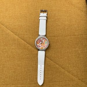 Women's 36mm Guess Watch, Silver Tone with Paisley Face, Crystal Accents,G75991l